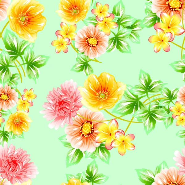 Naadloze Vintage Stijl Bloemenpatroon Floral Elementen Kleur — Stockvector