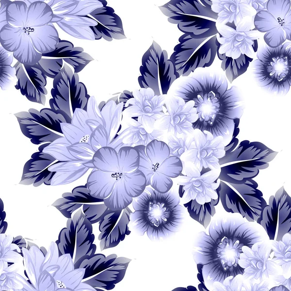 Sorunsuz vintage tarzı çiçek deseni. Kontur çiçek öğeleri