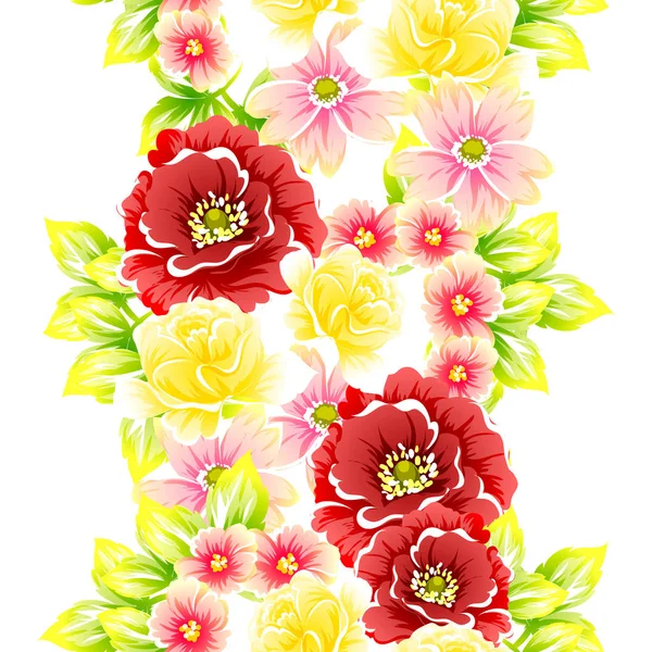 Patrón Flores Estilo Vintage Sin Costuras Elementos Florales Color — Archivo Imágenes Vectoriales