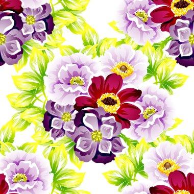 Sorunsuz vintage tarzı çiçek deseni. Renkli çiçek öğeleri