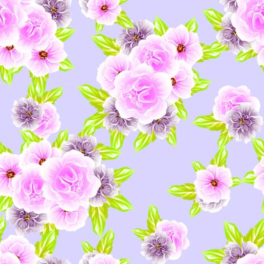 Sorunsuz vintage tarzı çiçek deseni. Renkli çiçek öğeleri