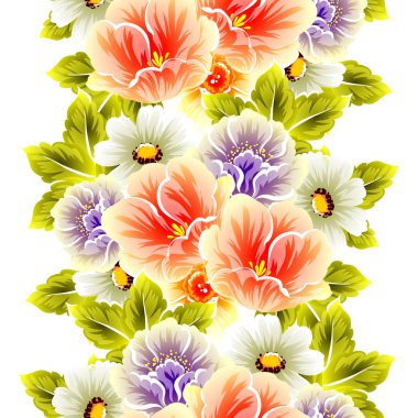 Sorunsuz vintage tarzı çiçek deseni. Renkli çiçek öğeleri