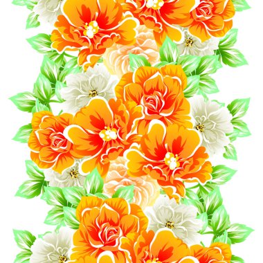 Sorunsuz vintage tarzı çiçek deseni. Renkli çiçek öğeleri