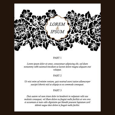 Vintage tarzı davetiye ile çiçek öğeleri