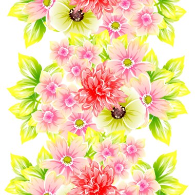 Sorunsuz vintage tarzı çiçek deseni. Renkli çiçek öğeleri