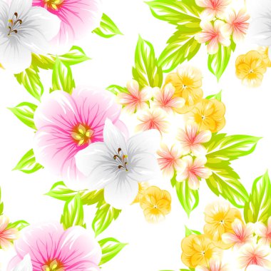 Sorunsuz vintage tarzı çiçek deseni. Renkli çiçek öğeleri