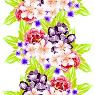 Sorunsuz vintage tarzı çiçek deseni. Renkli çiçek öğeleri