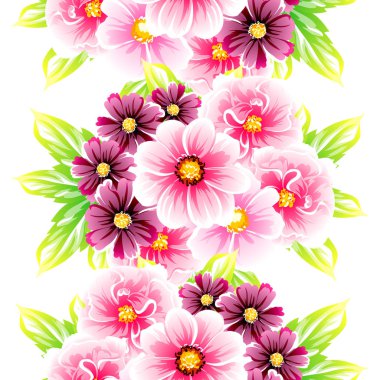 Sorunsuz vintage tarzı çiçek deseni. Renkli çiçek öğeleri