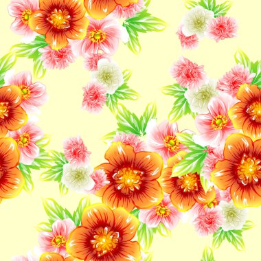 Sorunsuz vintage tarzı çiçek deseni. Renkli çiçek öğeleri