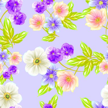 Sorunsuz vintage tarzı çiçek deseni. Renkli çiçek öğeleri