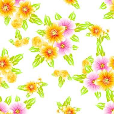 Sorunsuz vintage tarzı çiçek deseni. Renkli çiçek öğeleri