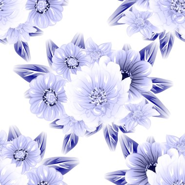 Sorunsuz vintage tarzı çiçek deseni. Kontur çiçek öğeleri