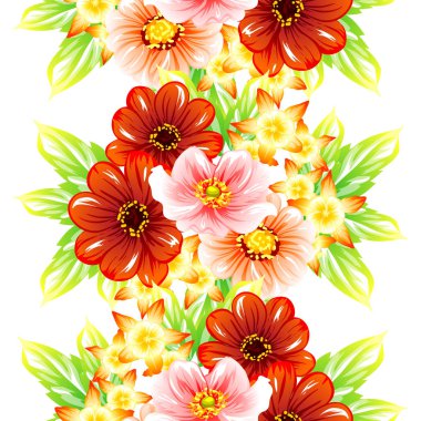 Sorunsuz vintage tarzı çiçek deseni. Renkli çiçek öğeleri