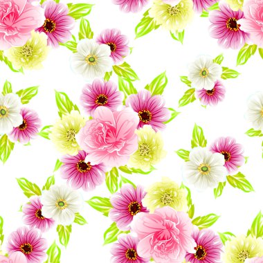 Sorunsuz vintage tarzı çiçek deseni. Renkli çiçek öğeleri