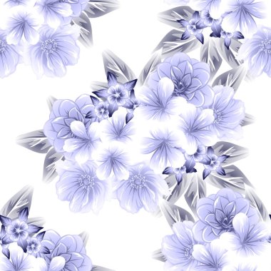 Sorunsuz vintage tarzı çiçek deseni. Kontur çiçek öğeleri