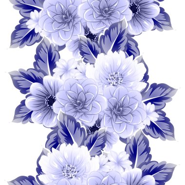 Sorunsuz vintage tarzı çiçek deseni. Kontur çiçek öğeleri