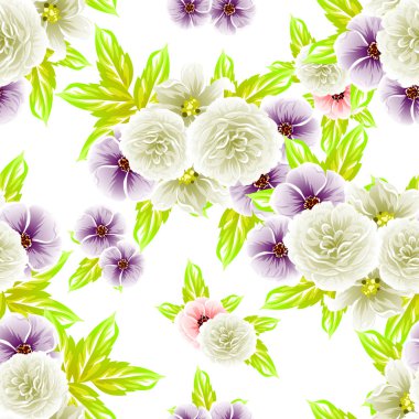 Sorunsuz vintage tarzı çiçek deseni. Renkli çiçek öğeleri