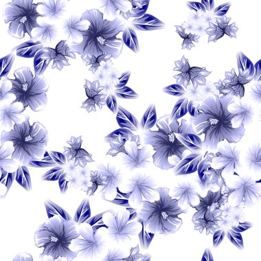 Sorunsuz vintage tarzı çiçek deseni. Kontur çiçek öğeleri