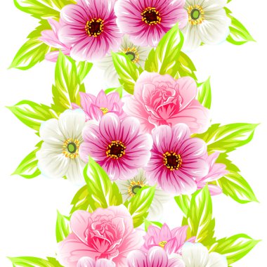 Sorunsuz vintage tarzı çiçek deseni. Renkli çiçek öğeleri