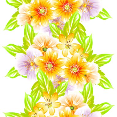 Sorunsuz vintage tarzı çiçek deseni. Renkli çiçek öğeleri