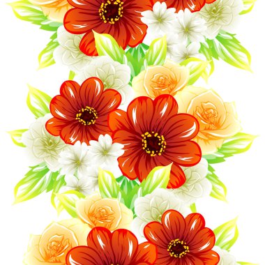 Sorunsuz vintage tarzı çiçek deseni. Renkli çiçek öğeleri