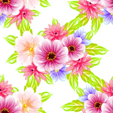 Sorunsuz vintage tarzı çiçek deseni. Renkli çiçek öğeleri