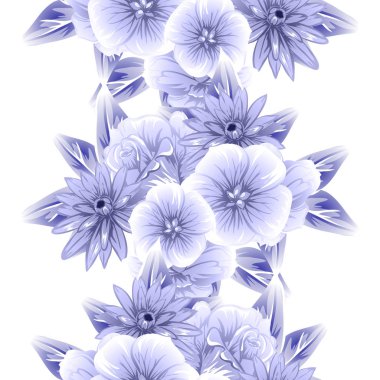 Sorunsuz vintage tarzı çiçek deseni. Kontur çiçek öğeleri