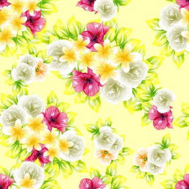 Sorunsuz vintage tarzı çiçek deseni. Renkli çiçek öğeleri