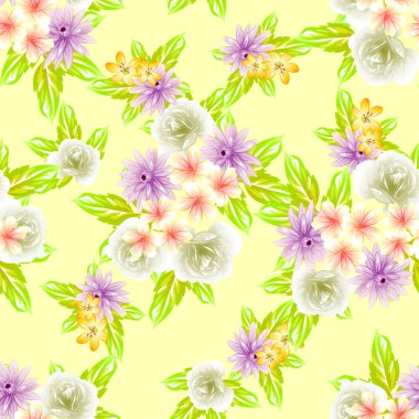 Sorunsuz vintage tarzı çiçek deseni. Renkli çiçek öğeleri