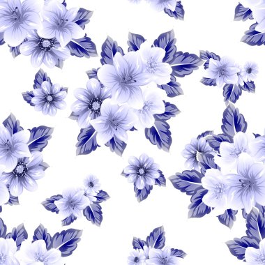 Sorunsuz vintage tarzı çiçek deseni. Kontur çiçek öğeleri