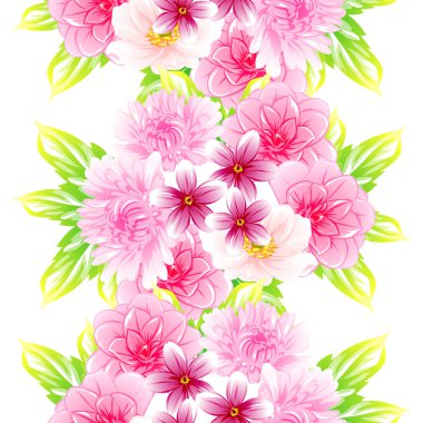 Sorunsuz vintage tarzı çiçek deseni. Renkli çiçek öğeleri