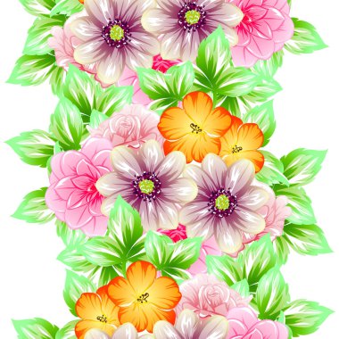 Sorunsuz vintage tarzı çiçek deseni. Renkli çiçek öğeleri