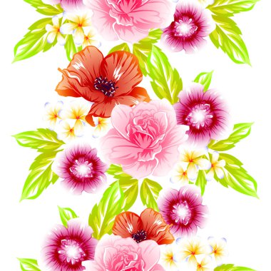 Sorunsuz vintage tarzı çiçek deseni. Renkli çiçek öğeleri