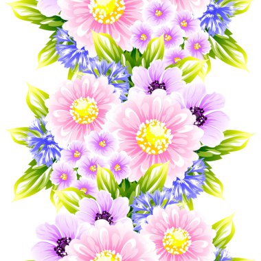 Sorunsuz vintage tarzı çiçek deseni. Renkli çiçek öğeleri