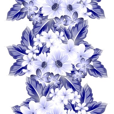 Sorunsuz vintage tarzı çiçek deseni. Kontur çiçek öğeleri