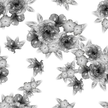 Sorunsuz vintage tarzı çiçek deseni. Kontur çiçek öğeleri