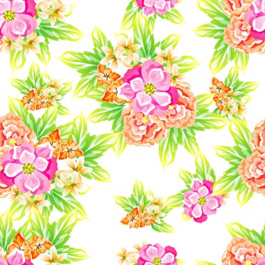 Sorunsuz vintage tarzı çiçek deseni. Renkli çiçek öğeleri