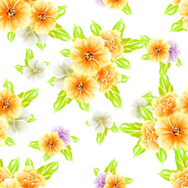 Sorunsuz vintage tarzı çiçek deseni. Renkli çiçek öğeleri