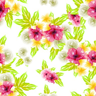 Sorunsuz vintage tarzı çiçek deseni. Renkli çiçek öğeleri