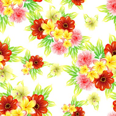 Sorunsuz vintage tarzı çiçek deseni. Renkli çiçek öğeleri