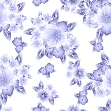 Sorunsuz vintage tarzı çiçek deseni. Kontur çiçek öğeleri