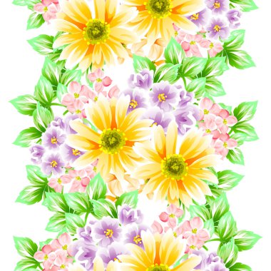 Sorunsuz vintage tarzı çiçek deseni. Renkli çiçek öğeleri