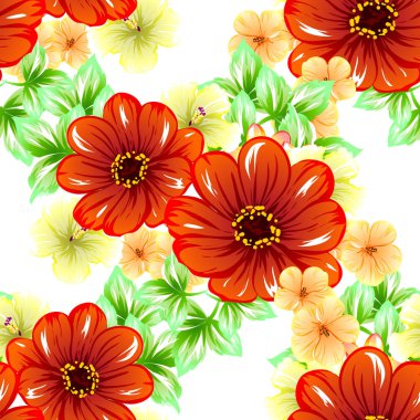 Sorunsuz vintage tarzı çiçek deseni. Renkli çiçek öğeleri