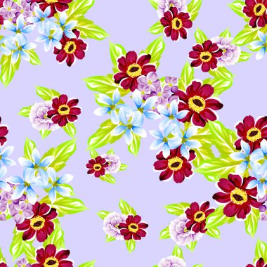 Sorunsuz vintage tarzı çiçek deseni. Renkli çiçek öğeleri