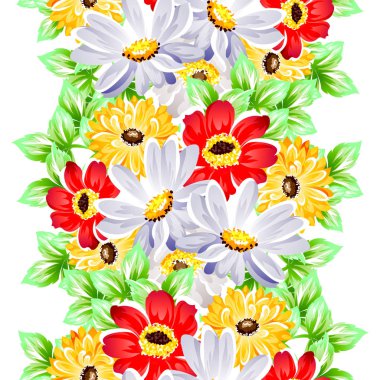 Sorunsuz vintage tarzı çiçek deseni. Renkli çiçek öğeleri