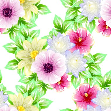 Sorunsuz vintage tarzı çiçek deseni. Renkli çiçek öğeleri