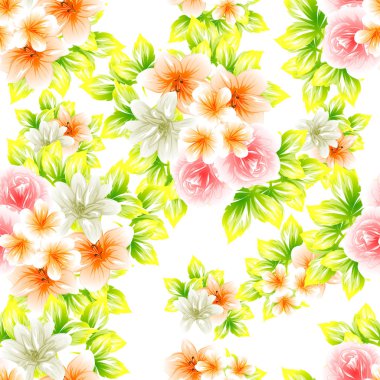 Sorunsuz vintage tarzı çiçek deseni. Renkli çiçek öğeleri