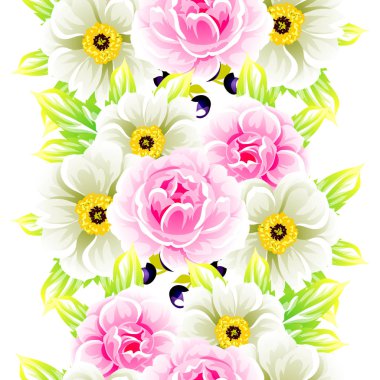 Sorunsuz vintage tarzı çiçek deseni. Renkli çiçek öğeleri