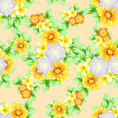 Sorunsuz vintage tarzı çiçek deseni. Renkli çiçek öğeleri