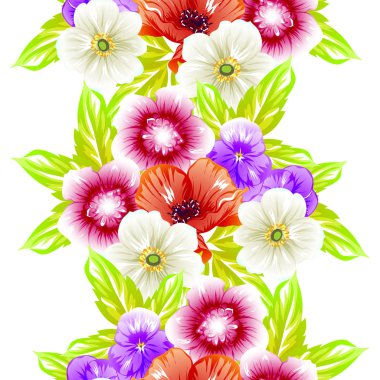 Sorunsuz vintage tarzı çiçek deseni. Renkli çiçek öğeleri